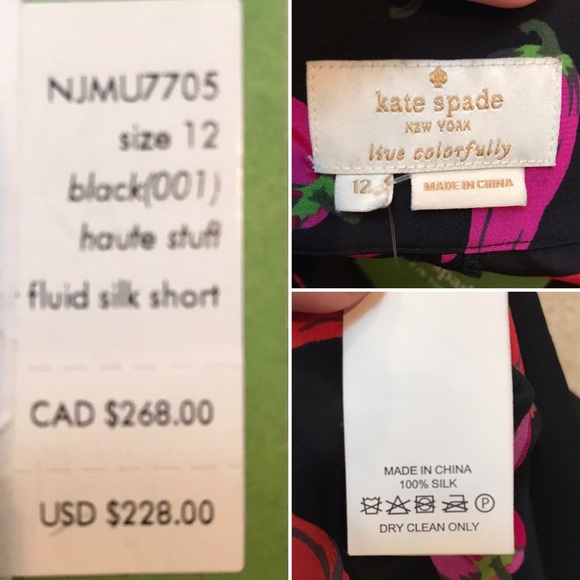 Sold🛑 Kate Spade Haute Stuff Fluid Silk Short 12 - Picture 8 of 8